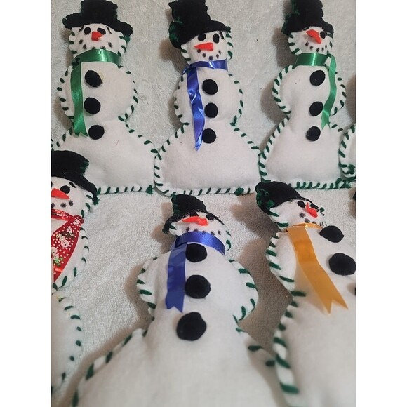 10 Homemade Felt Snowmen 8-9" Tall Christmas Winter Decor Ornaments - Picture 3 of 7